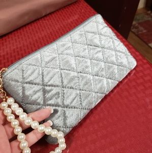 Silky grey handbag purse